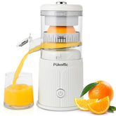 Pukomc electric juicer showcases its compact design for convenient everyday use.