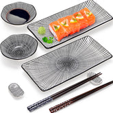 Pumtus sushi serving plates display two rectangular pieces for stylish shared meals.