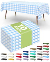 Pureegg blue plaid disposable tablecloth pack suitable for quick party setup.