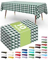 Pureegg green plaid disposable tablecloth on a 54x108 inch rectangle table.