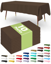 Pureegg 54x108 inch brown tablecloth on a dining table protects surfaces during meals