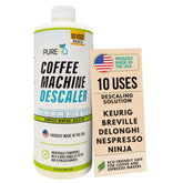 PUREHQ Coffee Descaler bottle full, ready for universal descaling across machines.