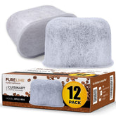 Pureline Cuisinart filter 12-pack box shown for easy replacement.