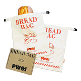 PW61 XL cotton beeswax bread bags 2-pack for fresh bread storage.