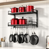 PXRACK expandable pot rack extended to 30 inches for flexible kitchen organization.
