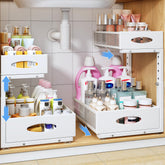 PXRACK under-sink organizer with two-tier pullout for organized kitchen storage.