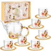 PYQTH vintage teapot with chrysanthemum motif and gold accents for elegant gatherings