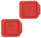 Pyrex 222-PC red 2qt lid viewed from front, durable replacement for daily storage