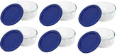 Pyrex 7200 two-cup glass bowl with blue lid for versatile storage.