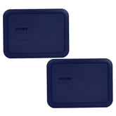 Pyrex 7210-PC blue lid close-up showing secure edge seal for fresh storage