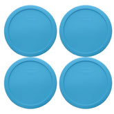 Pyrex 7402-PC bright blue lid 4-pack for secure, reusable food storage.