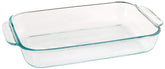Pyrex Basics 2-quart glass oblong dish, clear and easy to monitor baking