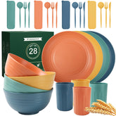 PYRMONT wheat straw plates in vibrant colors for durable everyday meals.