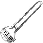 qAp Quality Art Practical heavy-duty stainless steel potato masher with seamless one-piece construction.