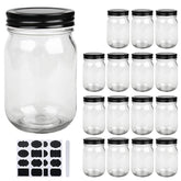 QAPPDA 16oz glass jar with wide mouth and lid for easy filling and storage