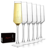 QAPPDA champagne flutes 6-pack with secure gift box for elegant gifting and toasts.