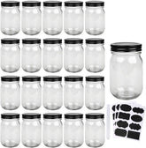 QAPPDA Mason Jars 12oz set with black lids for versatile pantry storage