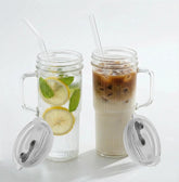 QBrBk 2-pack ribbed glass tumbler with leak-proof lid, ideal for on-the-go hydration.