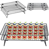 QCCTPUU stackable cooling rack with foldable legs for space-saving storage.
