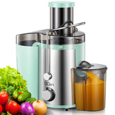 QCen juicer with 800W motor for efficient juice extraction.