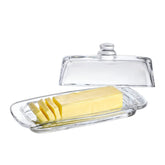 QFkris 8-inch art glass butter dish with lid preserves freshness and reduces mess.