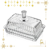 QFkris clear crystal butter dish with lid keeps butter pristine and dust-free on the counter