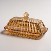 QIANCHANG champagne color butter dish with lid on countertop for ready-to-spread butter