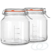 Qianfenie 79oz glass jar with lid viewed from top, showcasing its secure closure.