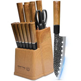 Qianying knife block set in black with 15 pieces for complete kitchen prep