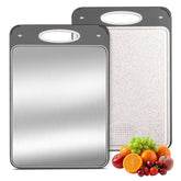 Qianying titanium cutting board dual-surface for meat and fish, rust-free performance.