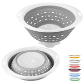 QiMH collapsible colander foldable design for compact storage and easy rinsing.