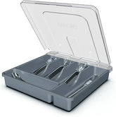 QINOL silverware organizer with cover showing dust-proof lid for clean utensils