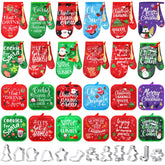 Qinyoung Christmas oven mitts display protects hands during festive baking.