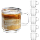 Qipecedm 6-pack glass mugs, 12 oz, for daily coffee