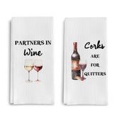 Qpenm funny wine kitchen towel set, durable cotton waffle weave for everyday kitchen use.