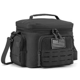 QT&QY tactical lunch bag front view in black, durable daily use.