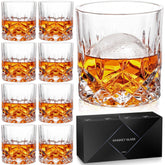 QUMMFA whiskey glasses set of 8 in a crystal-clear finish for elegant serving