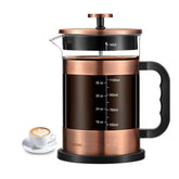 QUQIYSO French Press 51oz borosilicate glass body allows easy brew monitoring.