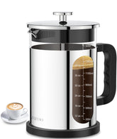 QUQIYSO French Press 51oz capacity brews rich coffee for gatherings.