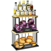 Quszmd potato bin with bamboo top keeps produce organized and accessible.
