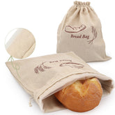 QUYANGCHIFENG 2-pack linen bread bags ready for fresh bread storage.
