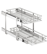 QUYUWU 2-tier pull-out organizer front view for easy cabinet access.