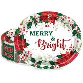 QZYL Christmas oval plates with poinsettia design for festive dining.