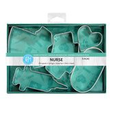 R&M Nurse cookie cutter set of 5 shows all shapes for themed party treats