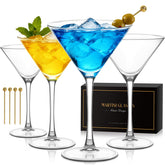 RACOBOT martini glasses set of 4 in clear hand-blown crystal for elegant cocktails.
