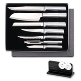 Rada 7-piece starter knife set with sharpener, ideal for everyday meal prep.