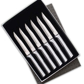 RADA serrated steak knife set blade close-up shows sharp edge for precise slicing at dinner
