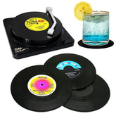 RADIXIUM funny retro vinyl record coasters set of 6 protects surfaces with style