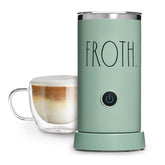 Rae Dunn electric milk frother steamer creates creamy latte foam at home