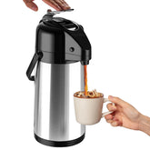 Ratrabas upgraded airpot carafe enables smooth one-touch dispensing.